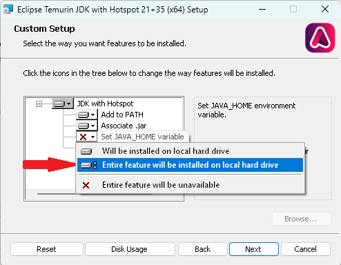 Setup with popup